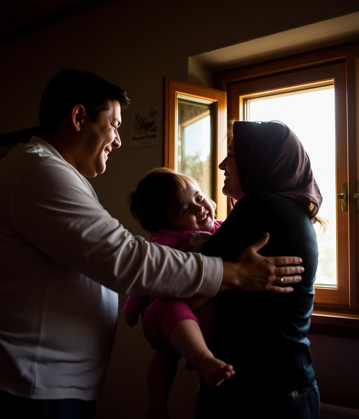 A family being welcomed and supported